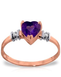Galaxy Gold Products 14k Rose Gold Ring With Natural Purple Amethyst Diamonds