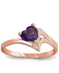 Galaxy Gold Products 14k Rose Gold Ring With Natural Purple Amethyst