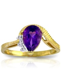 Galaxy Gold Products 14k Solid Gold Ring With Diamonds Purple Amethyst