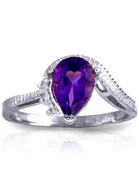 Galaxy Gold Products 14k White Gold Ring With Diamonds Purple Amethyst