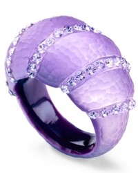 SIS by Simone I Smith Platinum Over Sterling Silver Ring Purple Lucite Crystal Accent Ring
