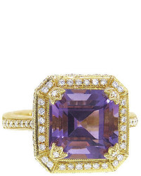 Jude Frances Square Princess Ring With Amethyst Yellow Gold