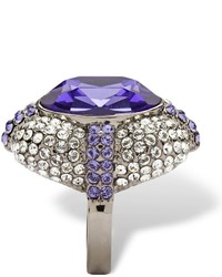 Swarovski Violet Crystal Cocktail Ring Made With Elets In Black Rhodium Plated