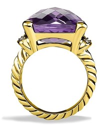 David Yurman Wheaton Ring With Amethyst Diamonds In Gold