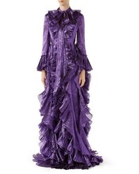 Violet Ruffle Evening Dress
