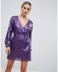 Violet Sequin Fit and Flare Dress
