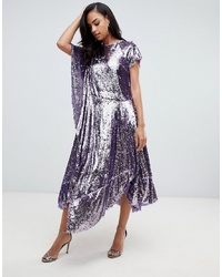ASOS EDITION Drape Sequin Dress With Asymmetric Hem