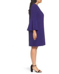 Tahari Plus Size Bell Sleeve Crepe Shift Dress