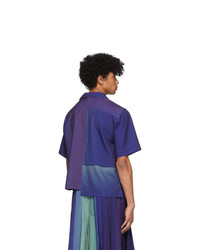 Keenkee Purple Gradient Panel Short Sleeve Shirt
