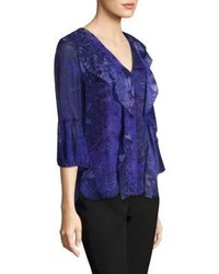 Elie Tahari Adalyn Silk Bell Sleeves Blouse