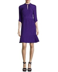 Nanette Lepore 34 Sleeve Silk Jacquard Cocktail Dress Purple