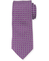 Neiman Marcus Boxed Chain Pattern Silk Tie Purple