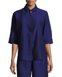 Armani Collezioni Crinkled Cotton Silk Tunic Purple