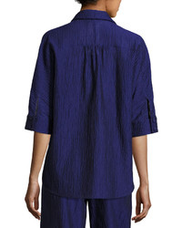 Armani Collezioni Crinkled Cotton Silk Tunic Purple