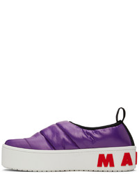 Marni Purple Paw Quilted Slip On Low Sneakers