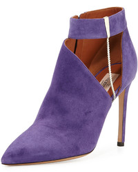 Valentino Suede Chain Pointed Toe Bootie Purple