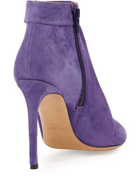 Valentino Suede Chain Pointed Toe Bootie Purple