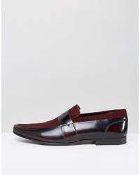 Asos Loafers In Burgundy Leather With Burgundy Suede Details