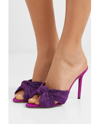 Charlotte Olympia Lola Knotted Textured Lam And Suede Mules