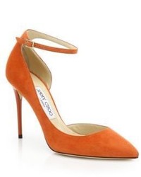 Jimmy Choo Lucy 100 Suede Ankle Strap Pumps