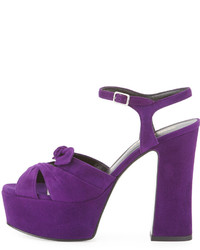 Saint Laurent Candy Suede Platform Sandal Dark Violet
