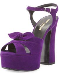 Saint Laurent Candy Suede Platform Sandal Dark Violet