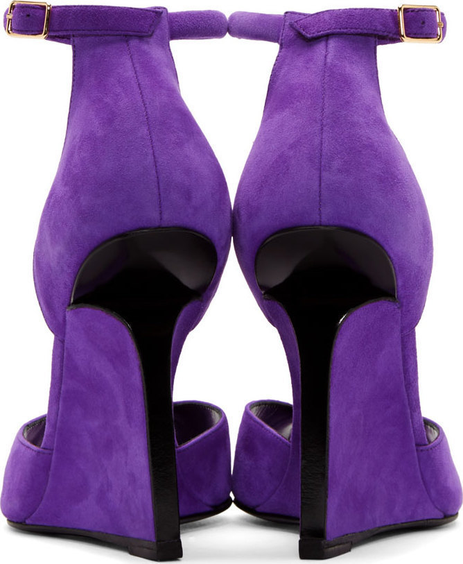 purple wedge pumps