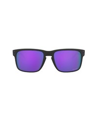 Oakley 56mm Rectangle Sunglasses In Matte Blackprizm Violet At Nordstrom