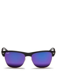 Ray-Ban Clubmaster Oversized Matte Plastic Browline Mirror Sunglasses