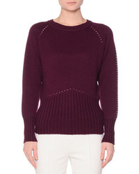 Agnona Long Sleeve Perforated Seam Sweater Amethyst