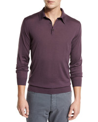 Ermenegildo Zegna Merino Wool Polo Sweater Medium Purple