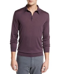 Ermenegildo Zegna Merino Wool Polo Sweater Medium Purple