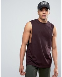 Asos Sleeveless T Shirt With Dropped Armhole In Purple