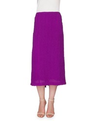 Victoria Beckham Textured Seersucker Pencil Skirt Plum