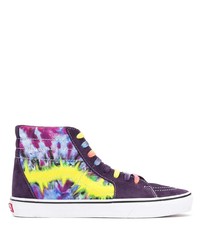 Violet Tie-Dye Canvas High Top Sneakers