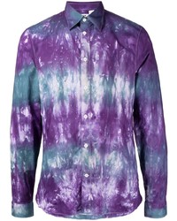Stain Shade Long Sleeve Button Up Tie Dye Shirt
