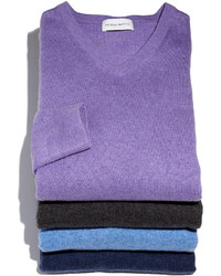 Neiman Marcus Cashmere V Neck Sweater Purple