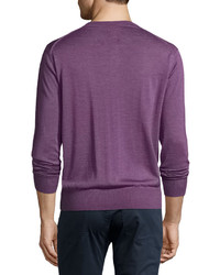 Peter Millar Collection Merino Silk V Neck Sweater Viola