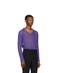 Prada Purple Knit V Neck Sweater