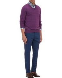 Luciano Barbera V Neck Sweater Purple