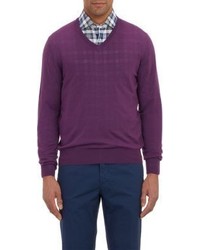 Luciano Barbera V Neck Sweater Purple
