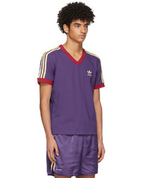 Wales Bonner Purple Adidas Edition Striped V Neck T Shirt