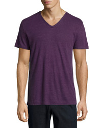 Vince Short Sleeve V Neck T Shirt Purple