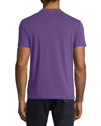 Armani Collezioni Short Sleeve V Neck T Shirt Purple