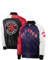 STARTE R Purpleredwhite Toronto Raptors Tricolor Remix Raglan Full Snap Jacket
