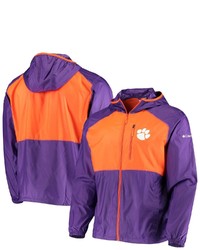 Columbia Purpleorange Clemson Tigers Flash Forward Hoodie Full Zip Windbreaker Jacket