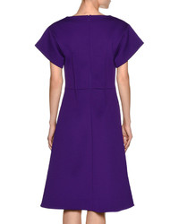 Marni Technical Wool Structured A Line Dress Purple