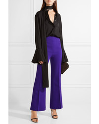 Roland Mouret Connor Wool Crepe Flared Pants Purple