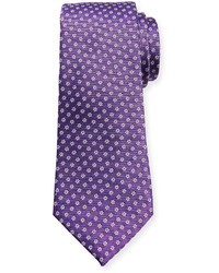 Canali Woven Micro Daisy Silk Tie Purple