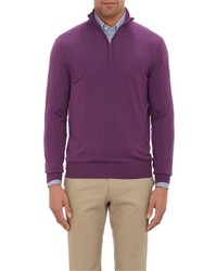 Luciano Barbera Half Zip Sweater Purple